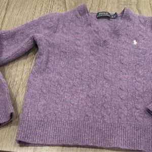 * Polo Ralph Lauren Merino 90%wool/cashmere purple Knit Sweater girls Small V